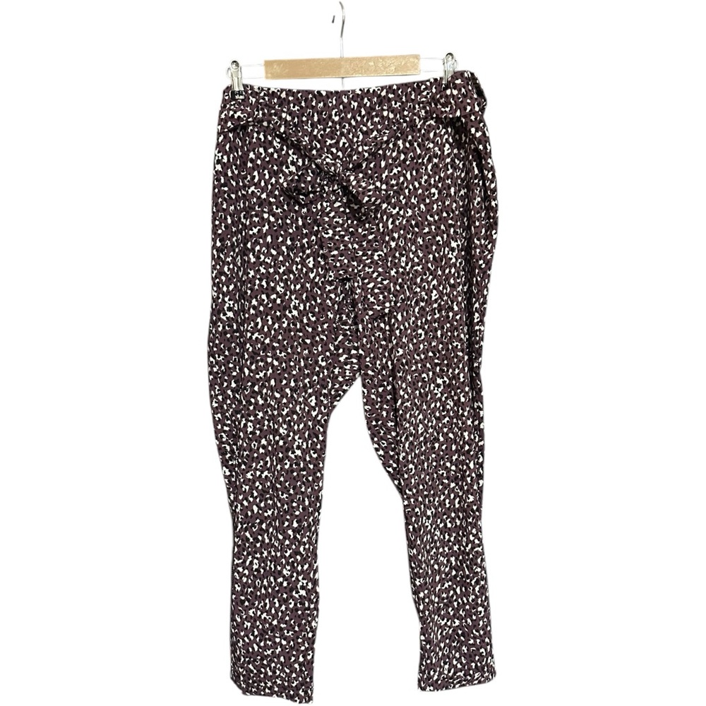 Torrid Pull On Taper Stretch Crepe High Rise Tie Front Pants Leopard Purple 2X - Picture 2 of 6